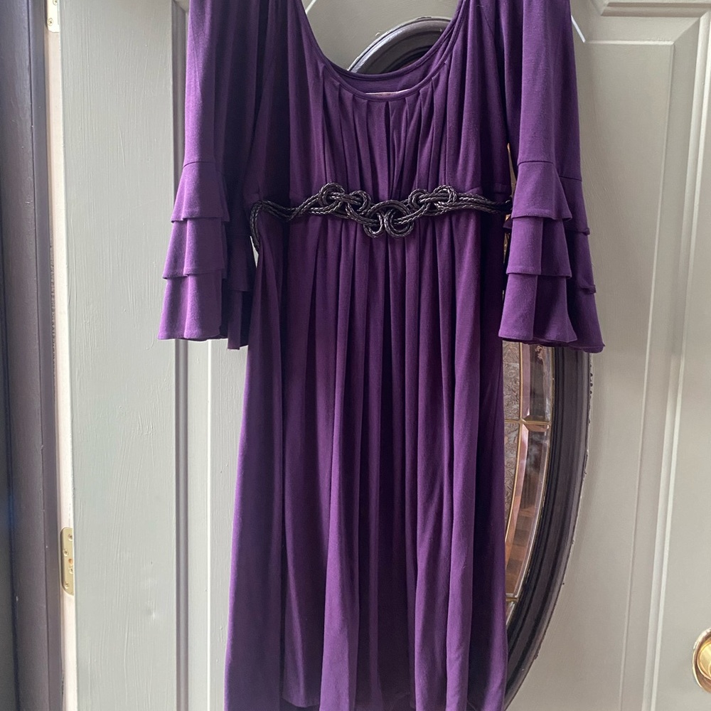 Women’s size 8 dress. Attached belt. Beautiful, flowy, and soft!